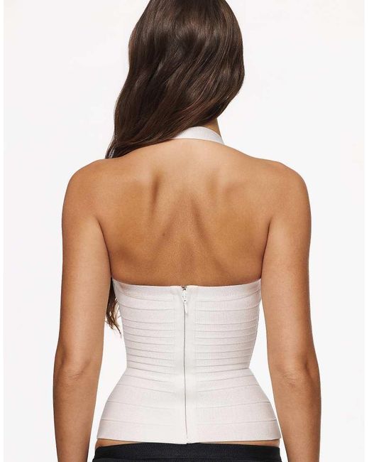 House Of Cb White The Silhouette True Halter Neck Bandage Top