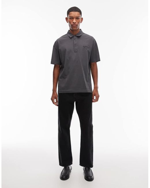 AllSaints Gray Xander Polo Shirt for men