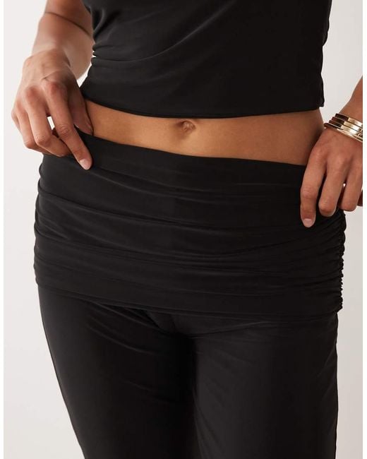 Missy Empire Natural Double Sculpted Slinky Fold Over Detail Capri Trousers Co-ord