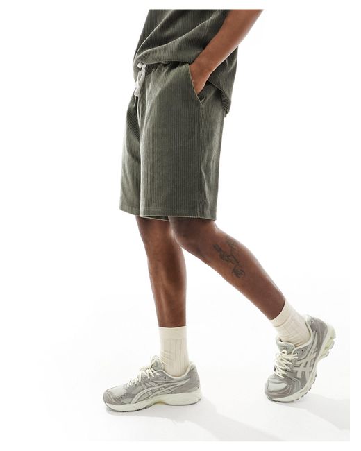ASOS Natural Oversized Ribbed Verlour Shorts for men