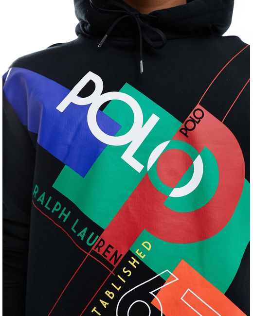 Polo Ralph Lauren Blue Colourblock Logo Print Hoodie for men