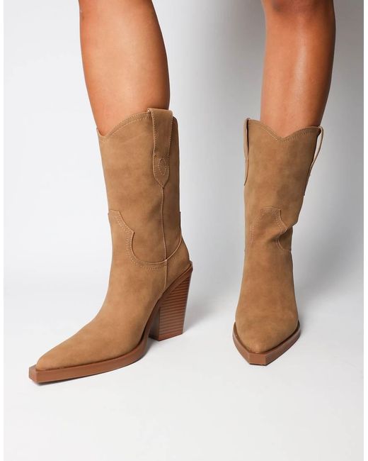 SIMMI Natural Mercy Western Heeled Boots