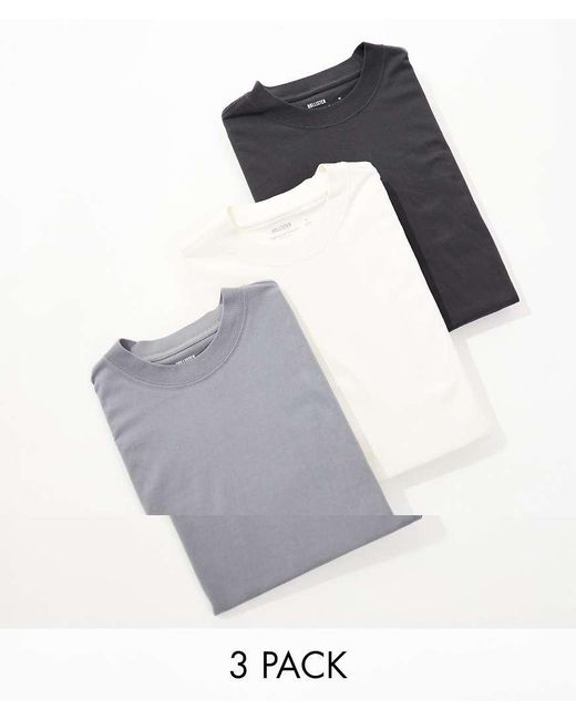 Hollister Gray 3 Pack Boxy T-shirt for men