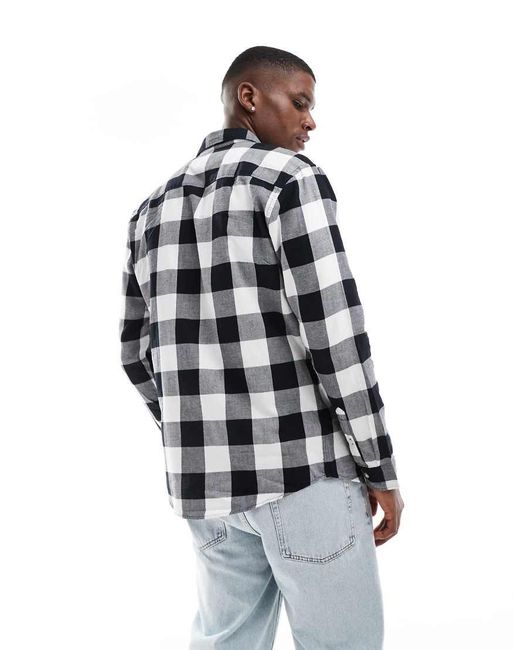 Jack & Jones Gray Essentials Flannel Buffalo Check Shirt for men