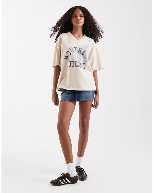 ASOS Multicolor V-neck Relaxed Tee With Montreal Sports Graphic