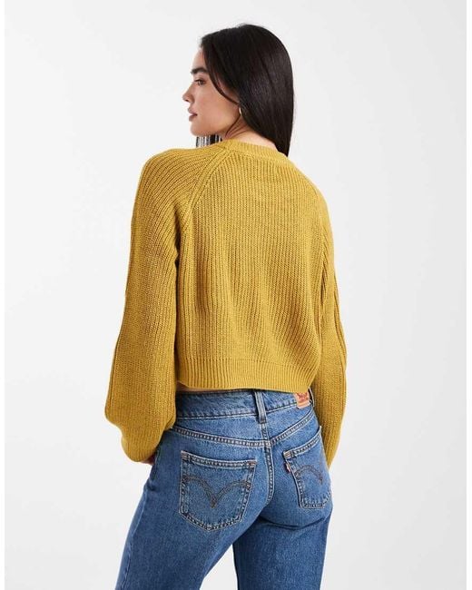 Brave Soul Green Cropped Knitted Crew Neck Jumper