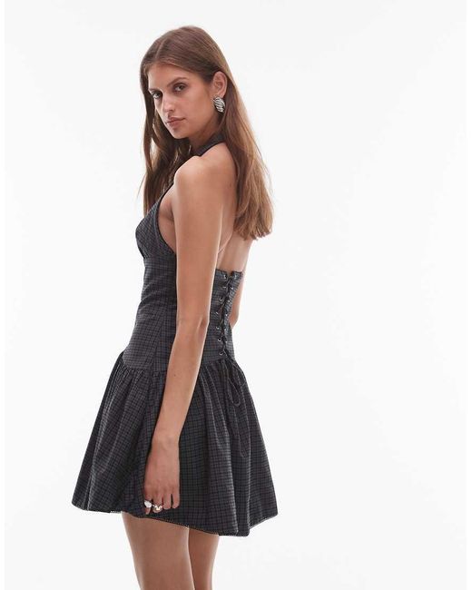 Nia Black Ollie Halter Neck Pinstripe Dress
