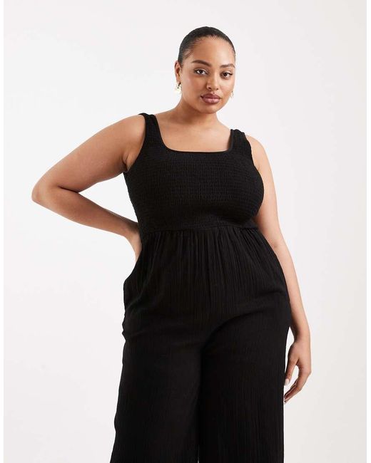 Brave Soul Black Brave Soul Curve Scoop Neck Jumpsuit