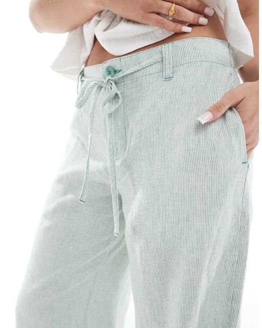 Hollister White Low Rise Linen Super baggy Pants