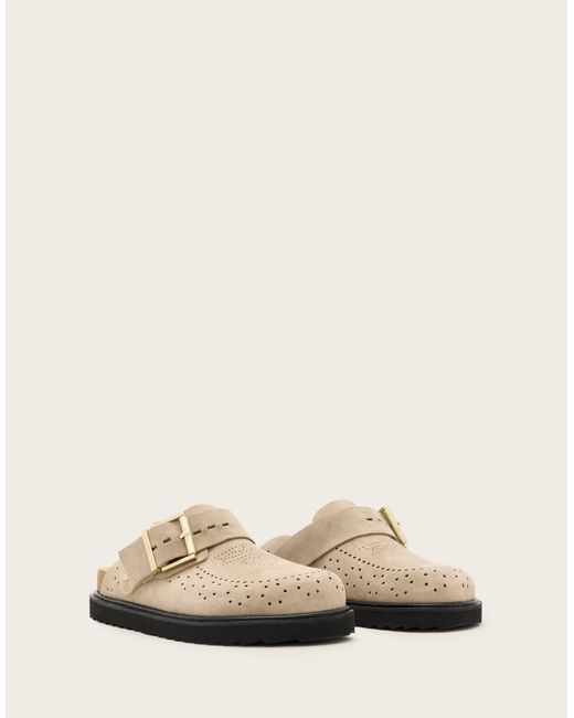 AllSaints Natural Skye Buckle Suede Mule