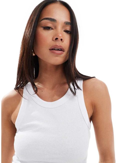 Weekday White Rib Fitted Tank Top