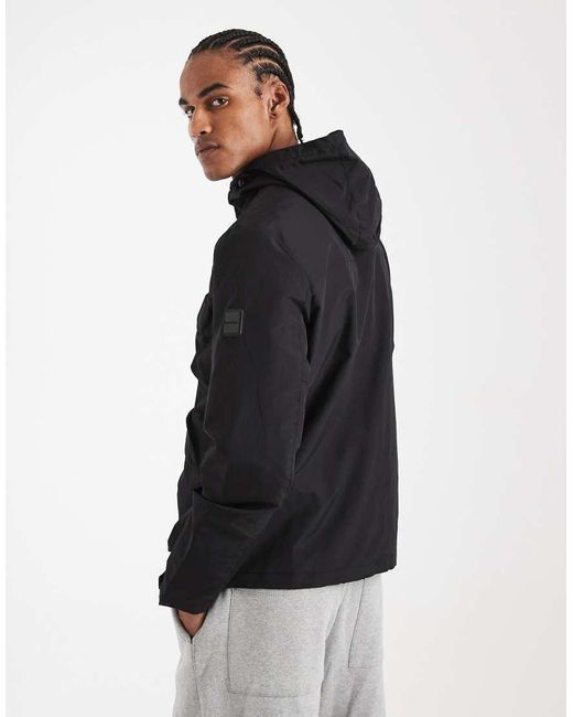 Chubasquero Impermeable Con Capucha De Threadbare de hombre de color Black