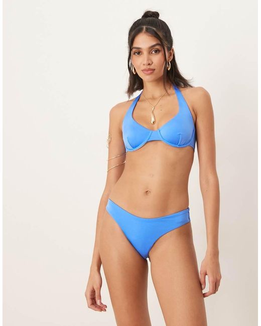 Free Society Blue Scooped Back Bikini Bottom