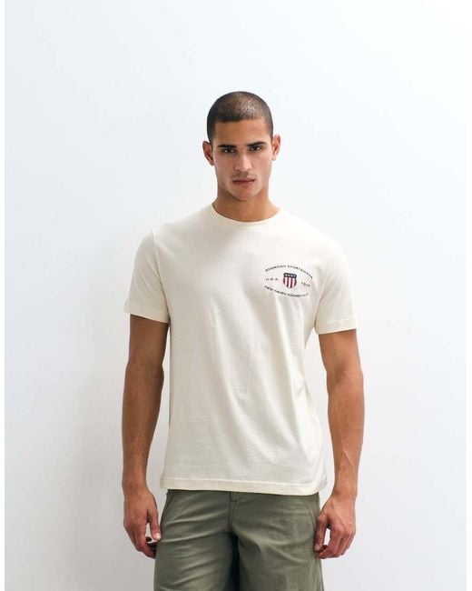 Gant White Chest Print Shield Logo T-shirt for men