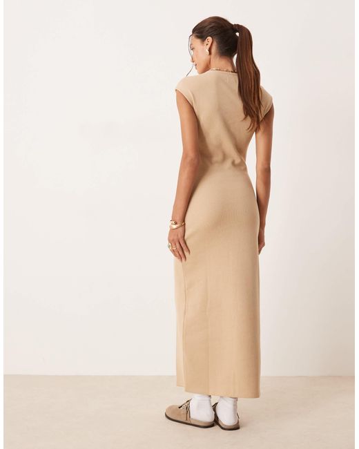 ASOS Natural Supersoft Cap Sleeve Column Maxi Dress
