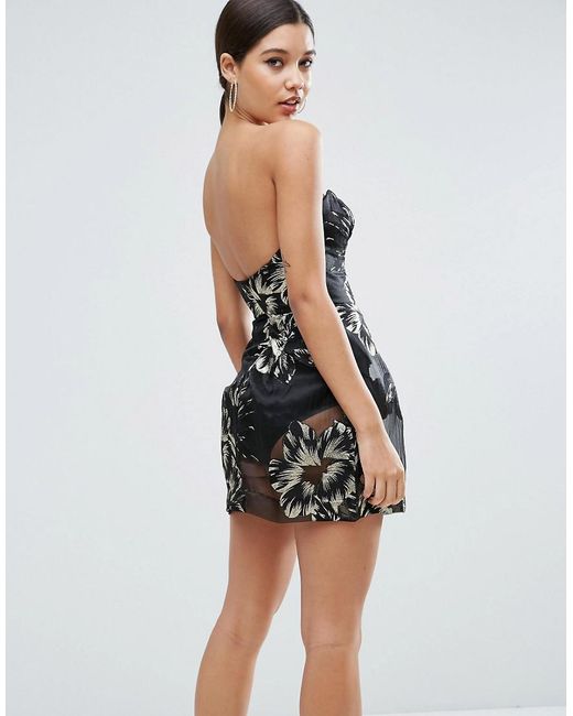 Asos cocktail dress in gold jacquard Asos cocktail dress in gold jacquard
