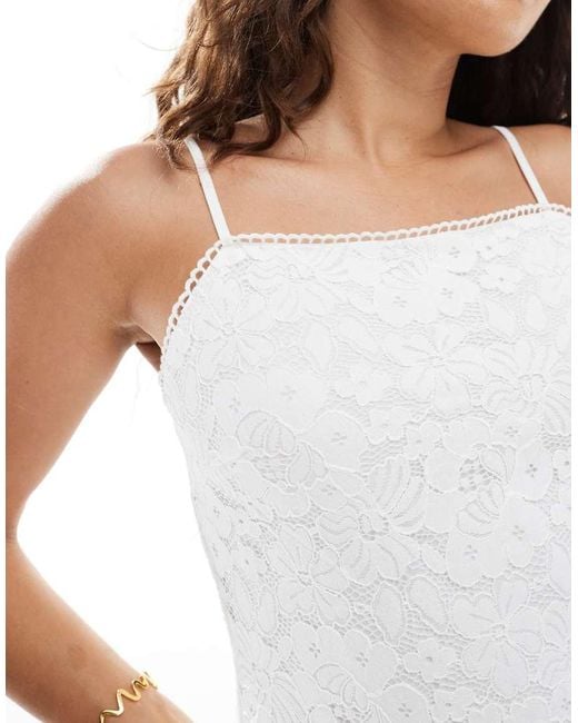 Vero Moda White Square Neck Lace Cami Mini Dress