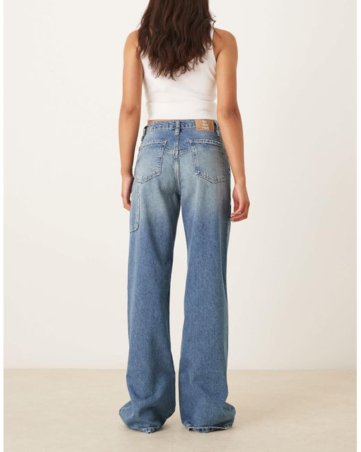 Free People Blue Tinsley baggy High Rise Straight Leg