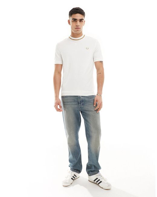 Fred Perry White Pique T-shirt for men