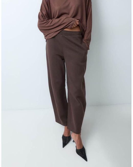 ASOS Brown Barrel Leg Brushback Joggers