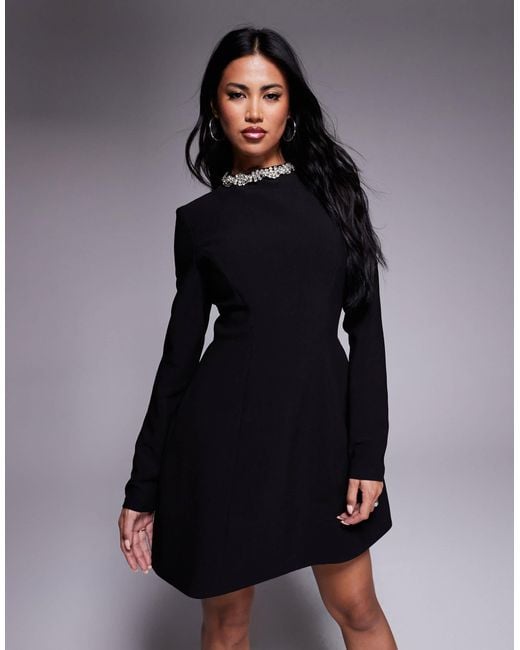 princess polly baby blue dress Rose gold sequin long sleeve bardot bodycon dress main image 0