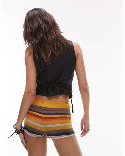 Motel Black Nikaya Knitted Stripe Short