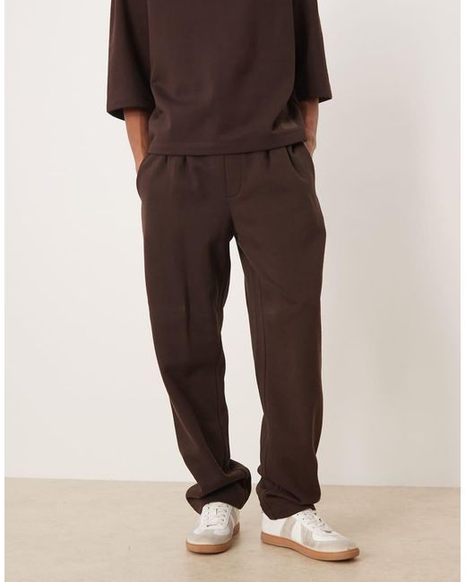 ASOS Brown Straight Leg jogger With Pleats for men