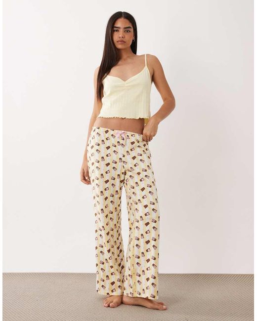Wednesday's Girl Natural Wednesdays Girl Cami Top And Pants Iced Coffee Pajama Set