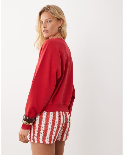 Mango Red Teen Sweatshirt With Puff Sleeves