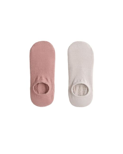 Oysho Pink 2 Pairs Of Invisible Cotton Blend Yoga And Pilates Socks