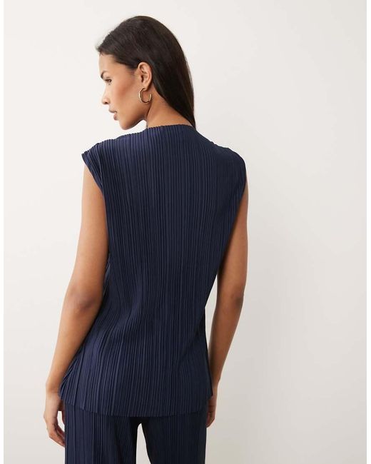 Vila Blue Plisse Sleeveless Top Co-ord