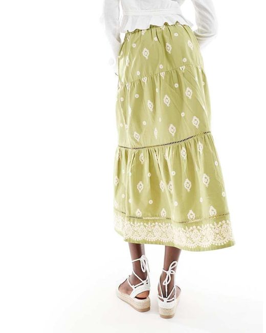 Wednesday's Girl Metallic Tiered Tie Front Midaxi Skirt