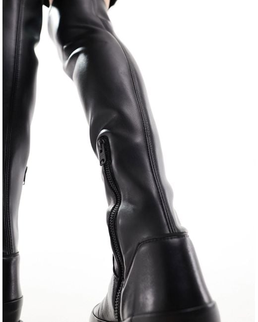 AllSaints Black Leona Over The Knee Leather Boots