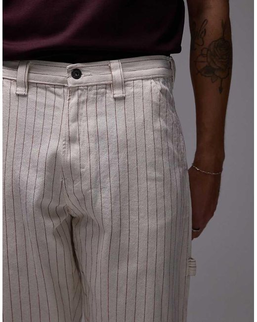 Dickies Gray Pinstripe Carpenter Trousers for men
