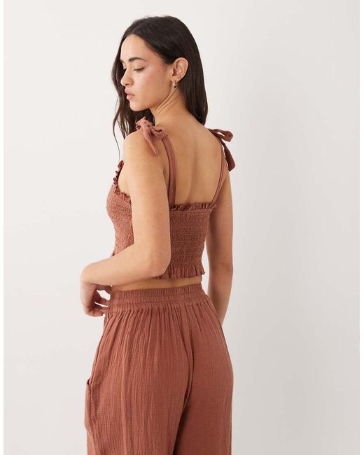 Iisla & Bird Brown Tie Detailing Crop Top