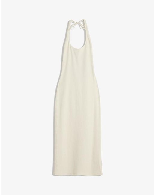 Bershka White Textured Midi Dress