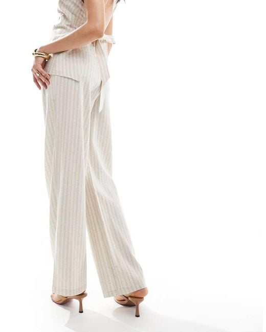 Pantalones Beis A De Talle Alto Y Pernera Ancha De Mezcla De Lino De (Parte De Un Conjunto) 4th & Reckless de color White