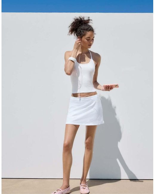 Stradivarius Gebreide Haltertop in het White