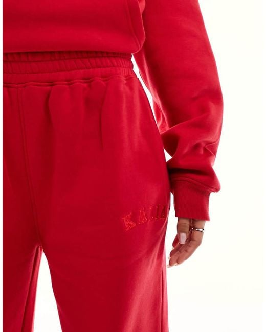 Joggers Rojos De Pernera Ancha Con Logo De Mezcla De Algodón De (Parte De Un Conjunto) Kaiia de color Red