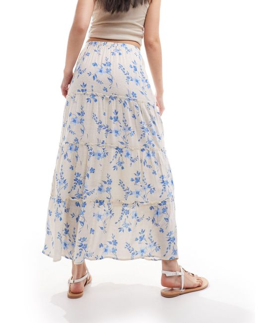 Hollister White Pull On Tiered Maxi Skirt With Pockets