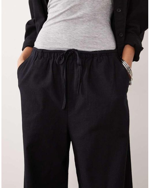 ASOS Black Linen Look Pull On Trousers