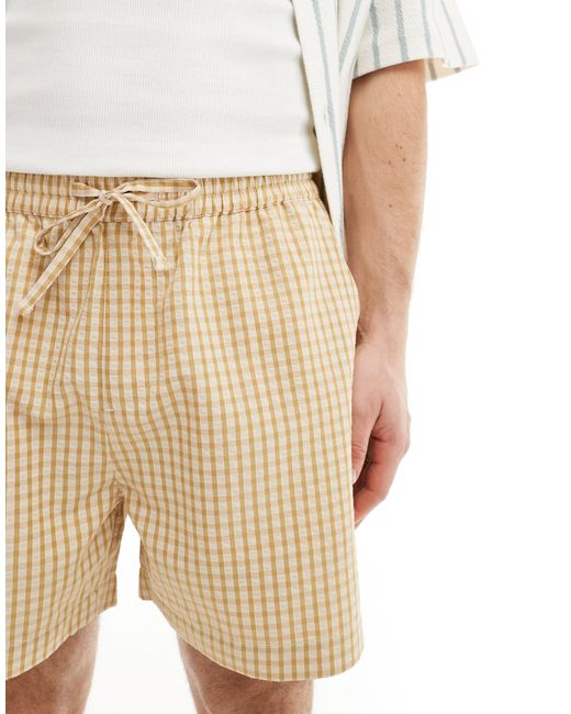 ASOS – weit geschnittene shorts mit vichy-karo in Natural für Herren