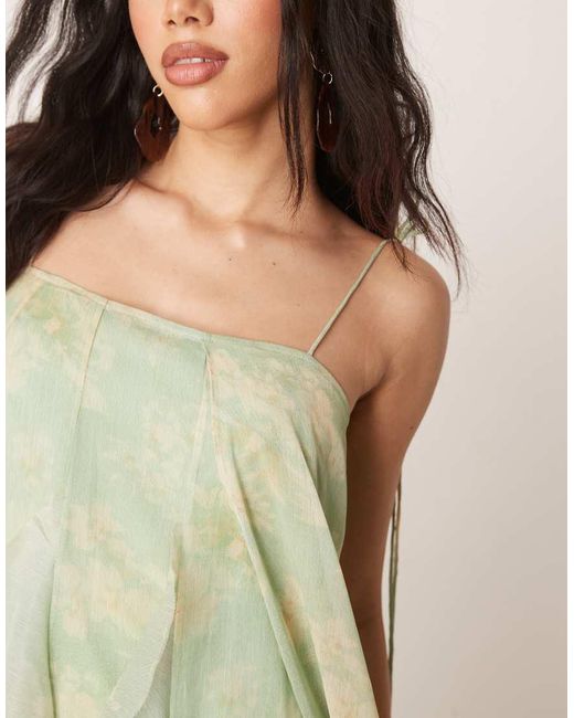 ASOS Maxi-Jurk Met Gestrikte Bandjes En Ruches in het Green