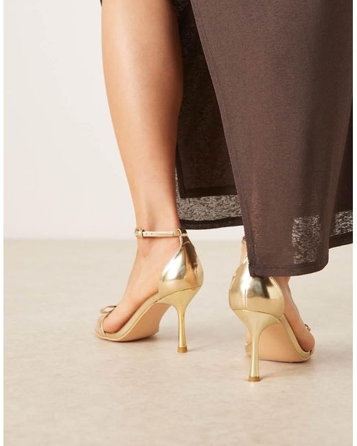 Glamorous Natural Barely There Sandals With Bow Detail