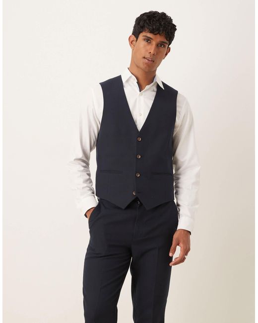 ASOS – schmal geschnittene anzugweste in Blue für Herren
