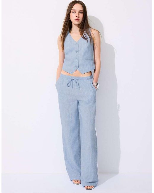 Stradivarius Blue Basic Rustic Waistcoat