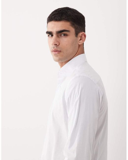Mango White 100% Cotton Long Sleeve Shirt for men
