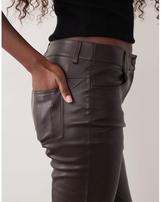 Mango Brown Flared Leather Look Pants