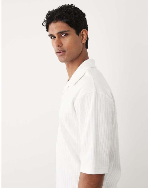 ASOS White Heavyweight Relaxed Polo With Half Sleeve for men
