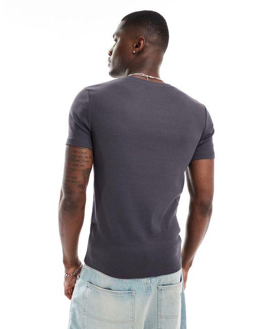 ASOS Blue 2 Pack Muscle Fit Rib T-shirts for men